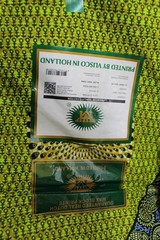 African Print Wax Cotton Satin Fabric 6 Yards Green, Blue, Yellow