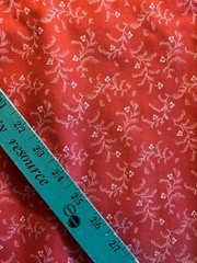 Red Calico Cotton Fabric: 45” By 2 .5Yards, Doll Making, Quilt, Ivory Sprig Leaf