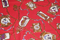 ROBERT KAUFMAN Quality Cotton Fabric * Antiques Theme * Red & Brown * 1 1/3 yds