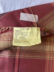 Vintage Fabric Tartan Plaid Brandy Wine – Original Tag From Portugal – 3 PCs