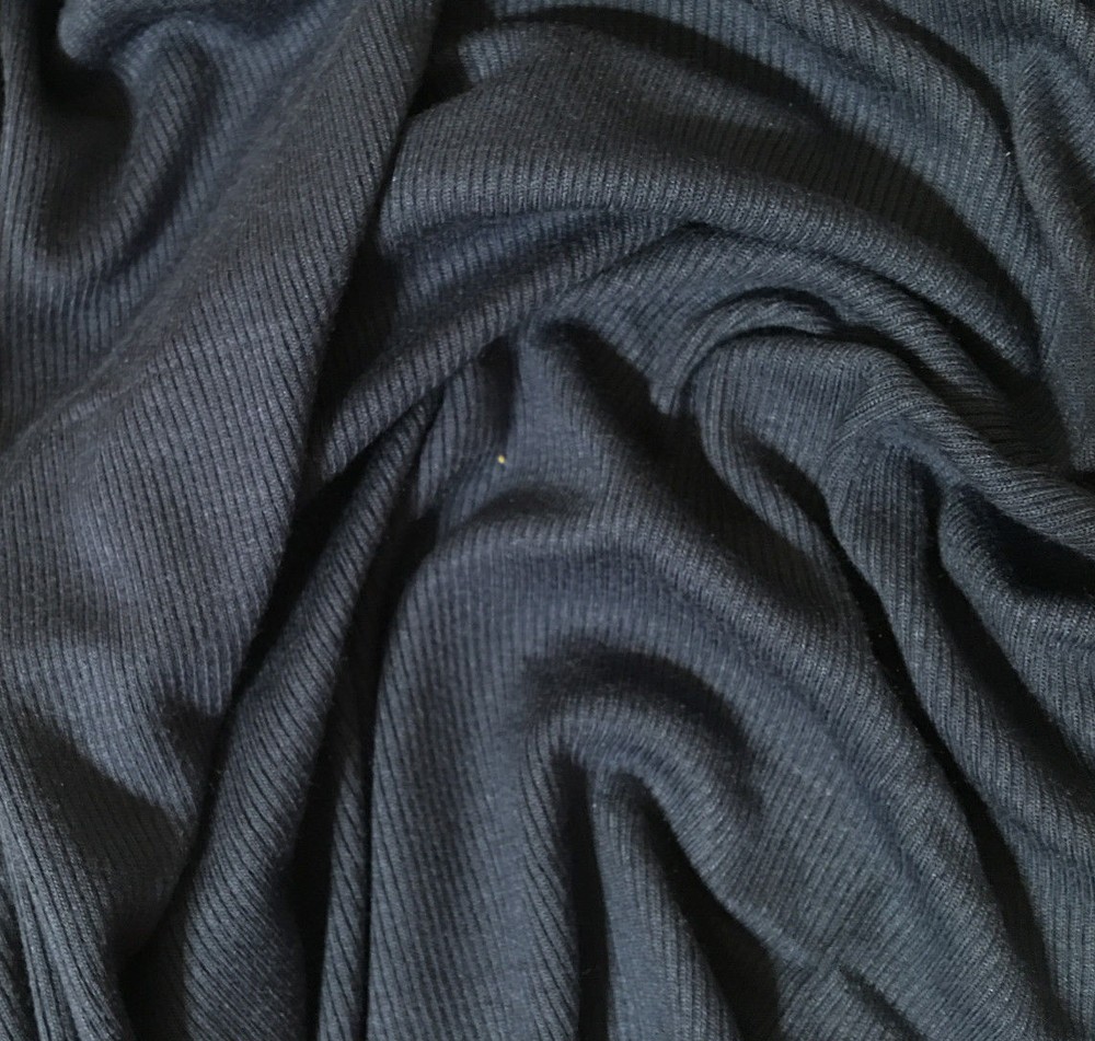 Modal Spandex 2×1 rib knit jersey fabric super soft 52″ wide 9 oz Denim Blue