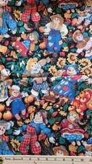 Vintage autumn scarecrows Raggedy Ann & Andy fabric 100% cotton 44″ x 2-3/8 yard