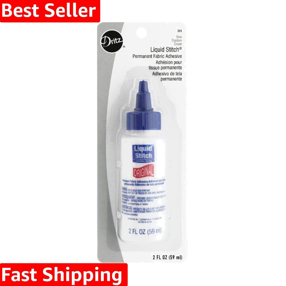 Versatile 2-Fluid Ounce Liquid Stitch – Non-Toxic Fabric Bonding Glue