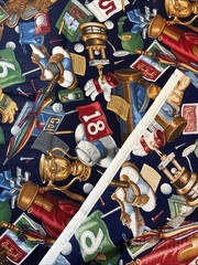 Cotton Sports Fabric Navy Blue Scattered Golf Bag Shoes Flag 2-1/8 Yds 44”W