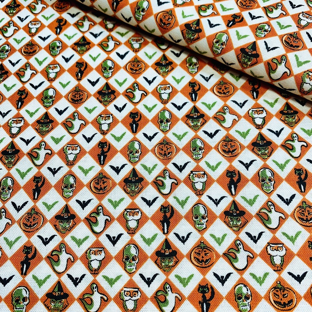 Halloween Fabric Checked Hallowe’en Night by RJR 1 YARD 100% Cotton
