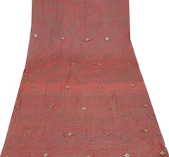 Sushila Vintage Rust Sari Remnant Scrap Pure Georgette Printed Craft Fabric