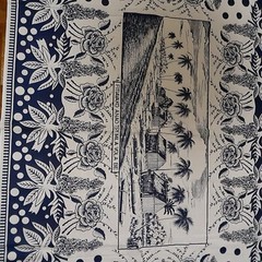 Fabric Panel Material Tropical Blue White Resort Floral Large 46 x 66 inches NEW