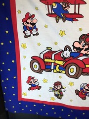 Vintage Nintendo SUPER MARIO BROS Cotton FABRIC PANEL 70″ x 45″ New Unused