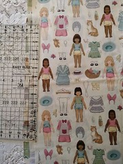 Paper Dolls Girls Cats Robert Kaufman Fabric Cotton BTFQ 18×22″