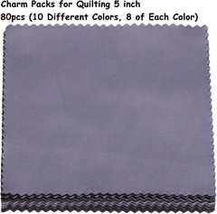 80Pcs 5X5 Inch Solid Cotton Fabric Squares for Quilting, Charm Packs for Quiltin