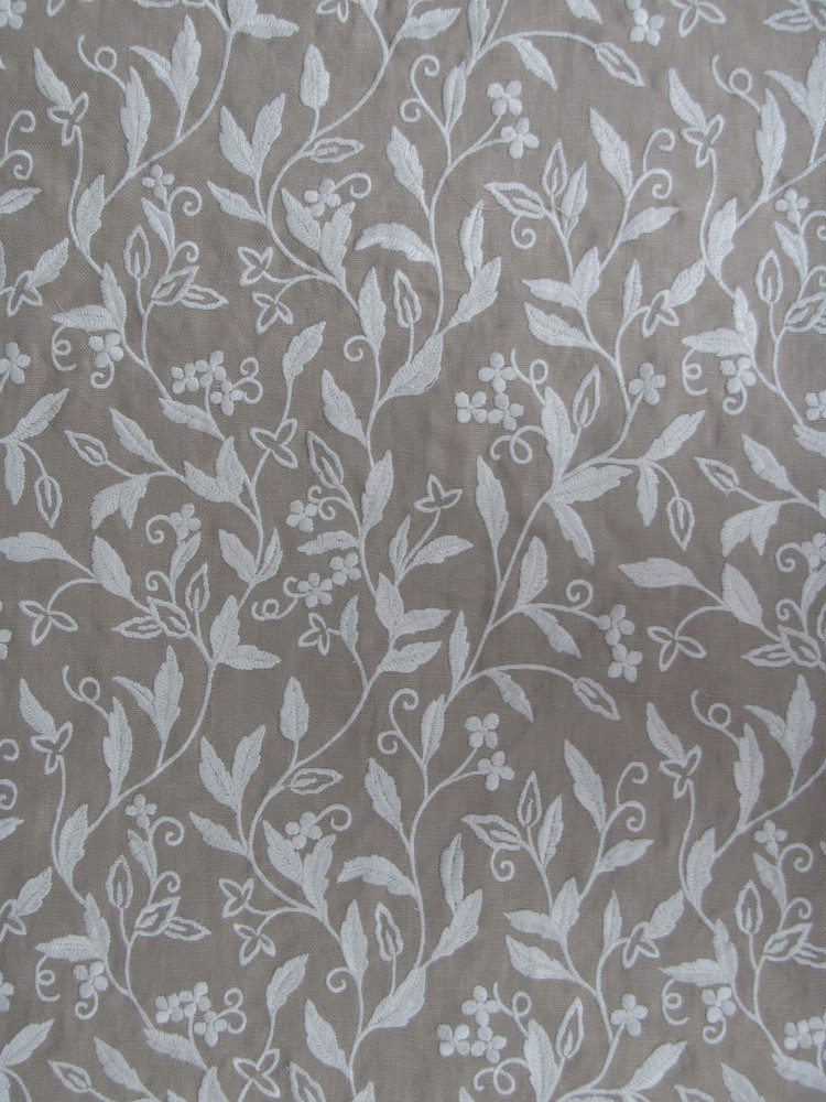 ZOFFANY CURTAIN FABRIC DESIGN “Leaf Trail” 3.7 METRES EMBROIDERED DESIGN LINEN