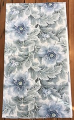Vtg Concord Leyland Dupont Teflon Blue Floral Cotton Fabric 2.5yds x 56.5”