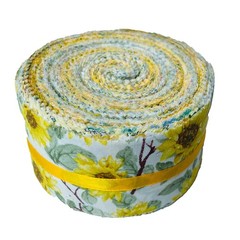 40 PCS Jelly Roll Fabric PreCut Strip 2.5×44 Inch Cotton Yellow Floral