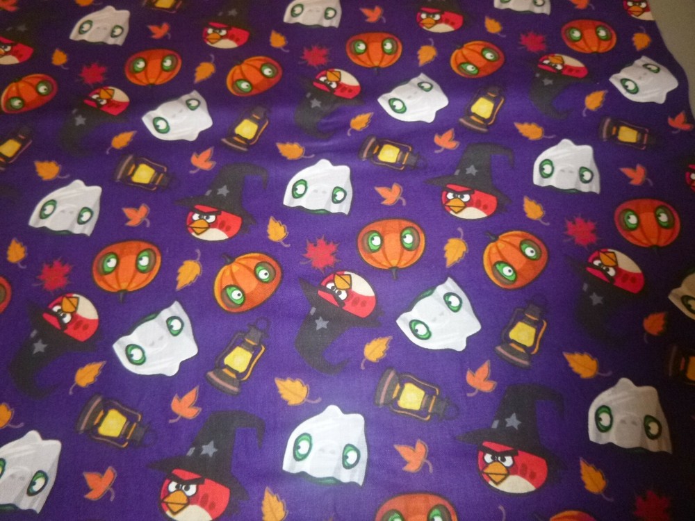 Angry Birds Halloween on Cotton Fabric -15 INCHES WIDE and 34 INCHES LONG