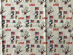 Peanuts Snoopy Patriotic USA Cotton Fabric 1/2 Yard Vintage