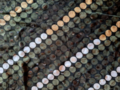 CLEAR SEQUINS ON MULTI STRIPES 4 WAY STRETCH SEMI SHEER POLYESTER FABRIC 17X46″
