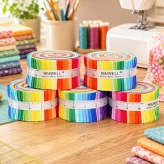 40 PCS Rainbow Jelly Roll Precut Cotton Fabric Strips 2.5″ x 44″