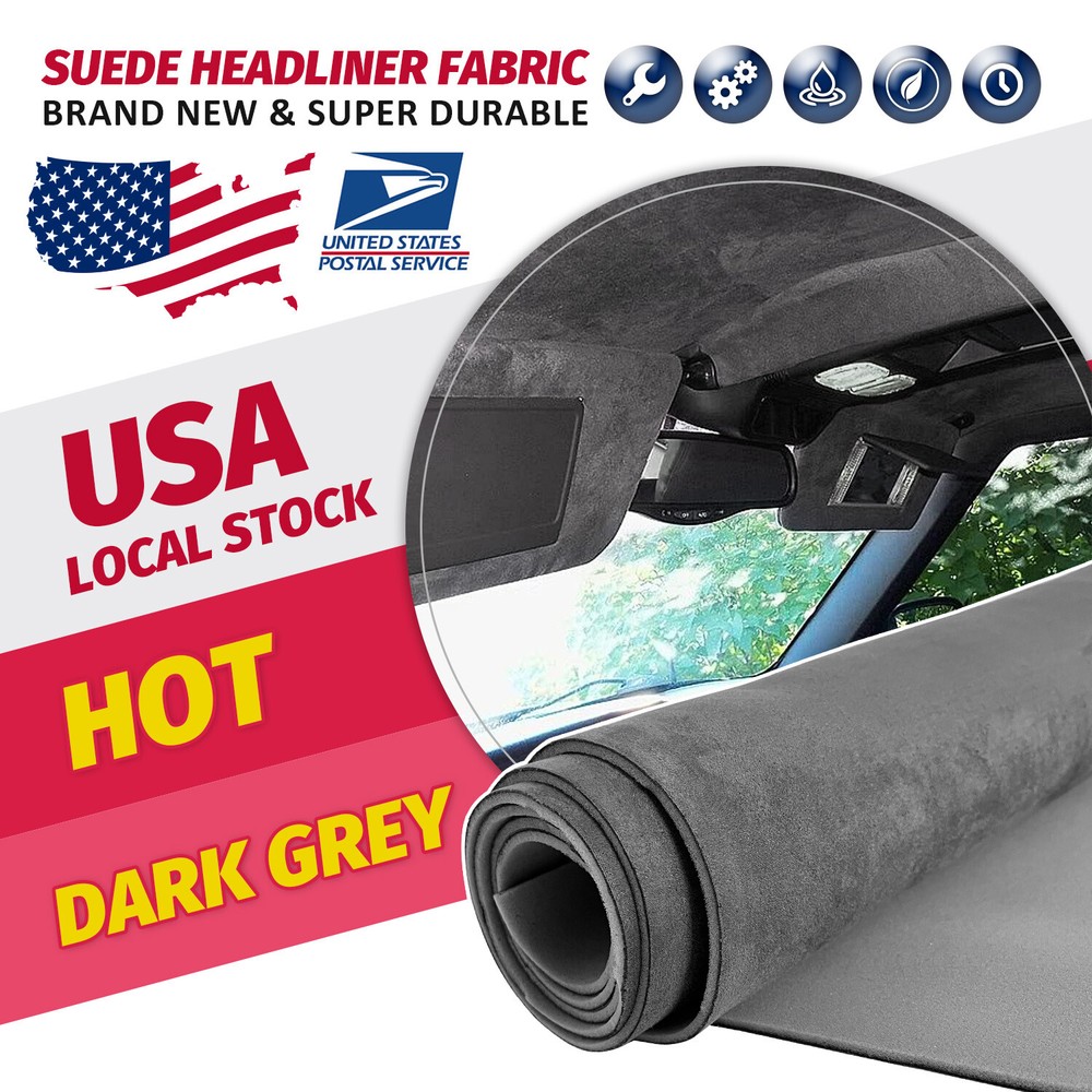 Dark Gray Suede Headliner 59″X59″ original factory Material Car Roof Fixing