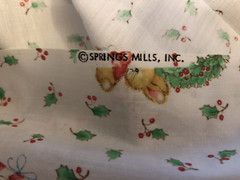 VTG Spring Mills Hallmark Christmas Critters Baby Animals Allover Toss BTFQ