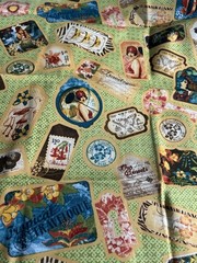 Tropical Travelogue Fabric Fat Quarter Junk Journal Cotton Quilt Wilmington F63