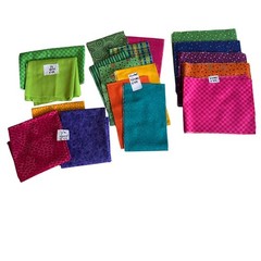 Assorted Quilting Fabric Remnants Multi Color Cotton Prints 16 Piece Bundle