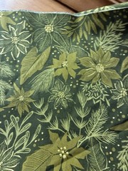 2 Yards MODA Old World Yuletide Christmas Pointsetta On White Greenery Cotton