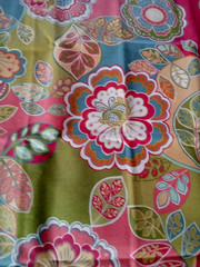 Decorator Home Decor Fabric 42″x 22″ Large Bold Abstract Floral Design Pink Blue