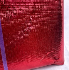 54×68″ Textured Red Metallic Foil Mylar Flannel Back Retro Crafts Tablecloth 5yd