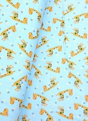 A.E. Nathan Baby Giraffes on Blue Cotton Flannel Fabric by the Yard