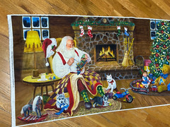 Santa making toys for Christmas cotton Fabric Panel 23″ x 44 sewing / quilting