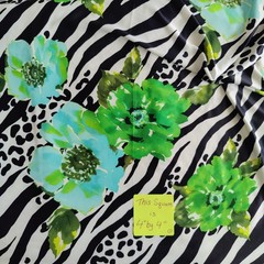 Fashion Fabric. Silky Satin, Synthetic / Polyester, 2 Yards by 59″ WOF, Floral &