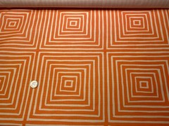 1Yd Quadrille CHINA SEAS Ziggurat Large Scale Orange on Tint 55% Linen Fabric