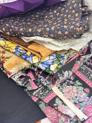 Quilting Cotton Fabric Scraps Lot 4.4 lb + Large Cuts Mixed Prints Solids