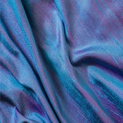 Blue & Pink Silk Dupioni Fabric by the Yard, 1 Yard Blue Silk Fabric