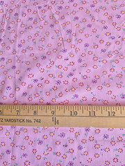 MULTI FLORAL PRINT ON PINK 100% COTTON FABRIC 18X43 INCHES REMNANT