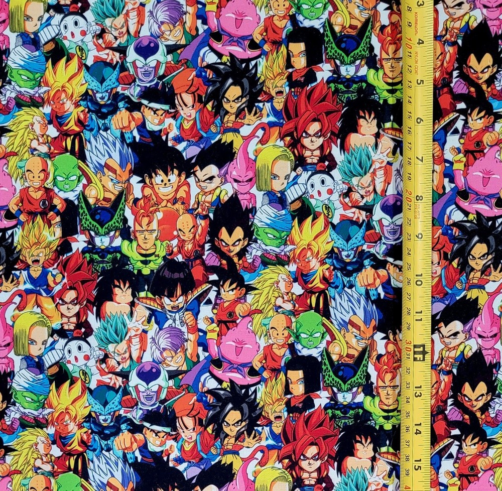 DRAG0N B@LL COLLAGE CHIBI ANIME 1 YARD FABRIC ( 36″ X 58″ ) BRAND NEW