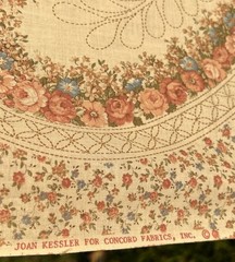 Vtg Joan Kessler Concord Floral Hearts Cheater Quilt Cotton Fabric 44”X 216”+
