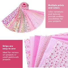 40 PCS Jelly Roll Fabric 2.5×20 Inch Cotton Quilting Strip Bundle Pink