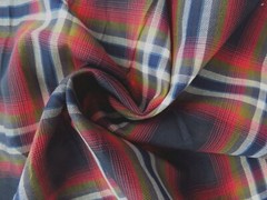 Red, Green, Blue, White, Plaid Yarn-Dyed Cotton Shirting