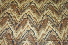 Vtg 2.88 yds Spectrum Fabric Mod Flamestitch Brown Drapery Cotton 54″ x 104″ BTP