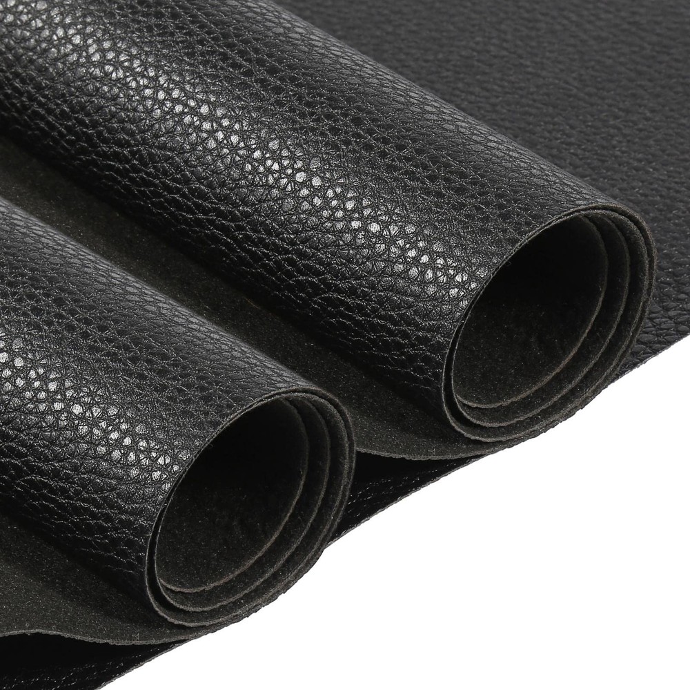 Faux Leather Sheets 2 Yards 54″ x 72 “Black Vinyl Fabric Upholstery 1.0mm Thi…