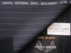 Holland & Sherry 2 PLY WOOL & MOHAIR Dk Navy SUITING FABRIC MADE IN ENGLAND 3.5m