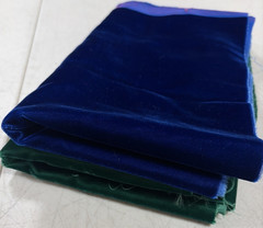 2 Pieces Velveteen Fabrics Green & Blue