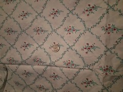 Red And Green On White Floral Cotton Polyester Blend Fabric 42″ X 36″