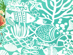 Outdoor Fish Sea Life Print Decorative Richloom Fabric Teal By The Yard