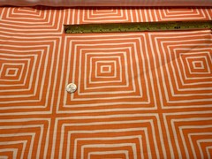 1Yd Quadrille CHINA SEAS Ziggurat Large Scale Orange on Tint 55% Linen Fabric