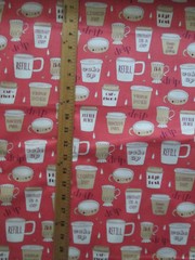 SPECIALTY COFFEE CUPS WITH SAYINGS DRINKS COTTON FABRIC FQ