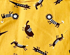 RPX51b Japanese Asian SEVENBERRY Lion Elephant Animals Cotton Quilt Fabric 16×21