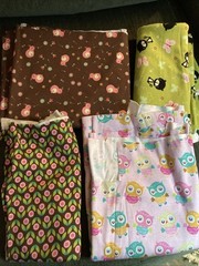 4 Joann Fabric Material Pieces Birds Owls Cats Butterflies Flowers