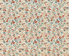 GUELL LAMADRID CURTAIN FABRIC DESIGN Lys 6 METRES COTTON BLEND AQUAMARINE/RED